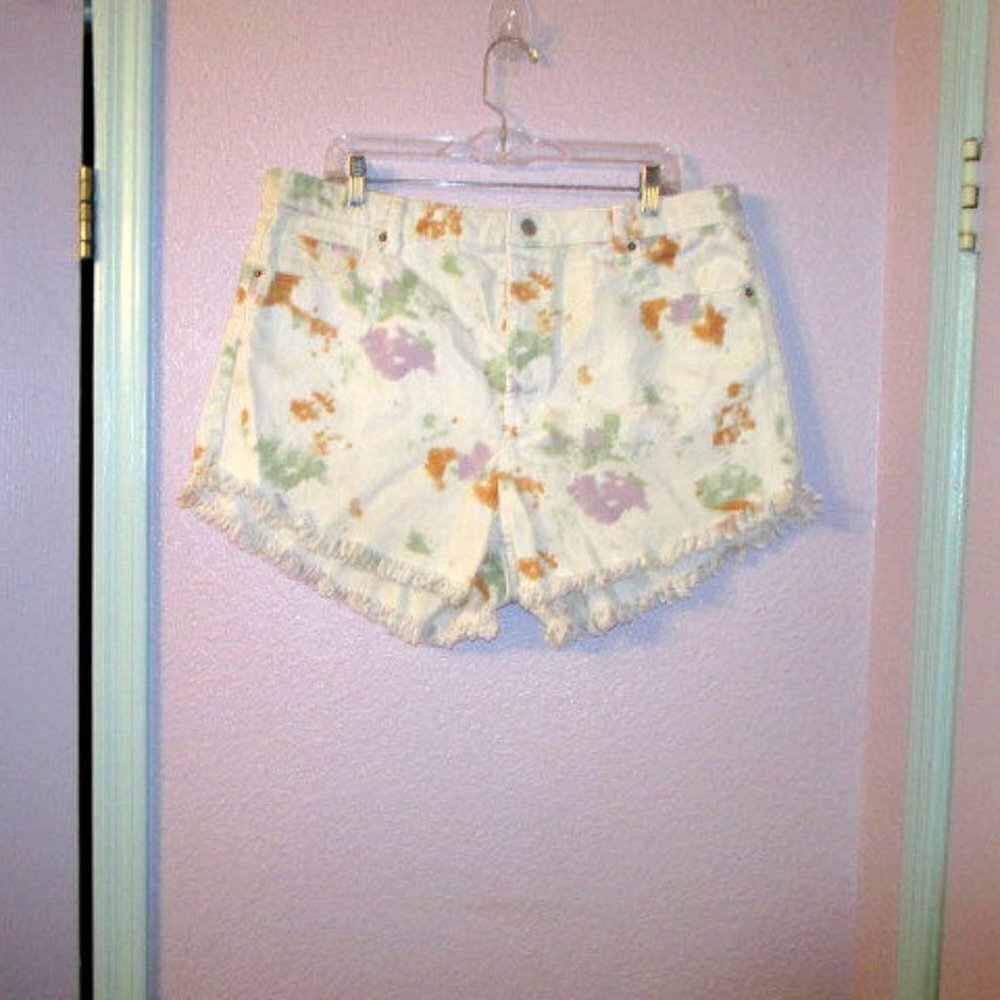 Hippie Grunge Denim Shorts Size 18 Cut Offs High Rise Fringe Festival Rave Boho